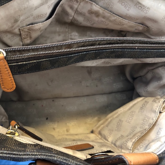 MICHAEL KORS CURDUROY BROWN AV-1310 HANDBAG PURSE - Picture 11 of 12